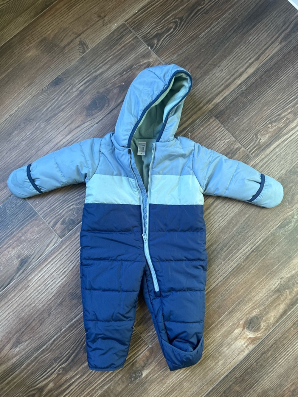 Carter's Blue Colorblock Puffer One-Piece Water Proof Snowsuit - Picture 5 of 14